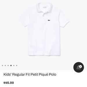 Lacoste size 6 white polo shirt